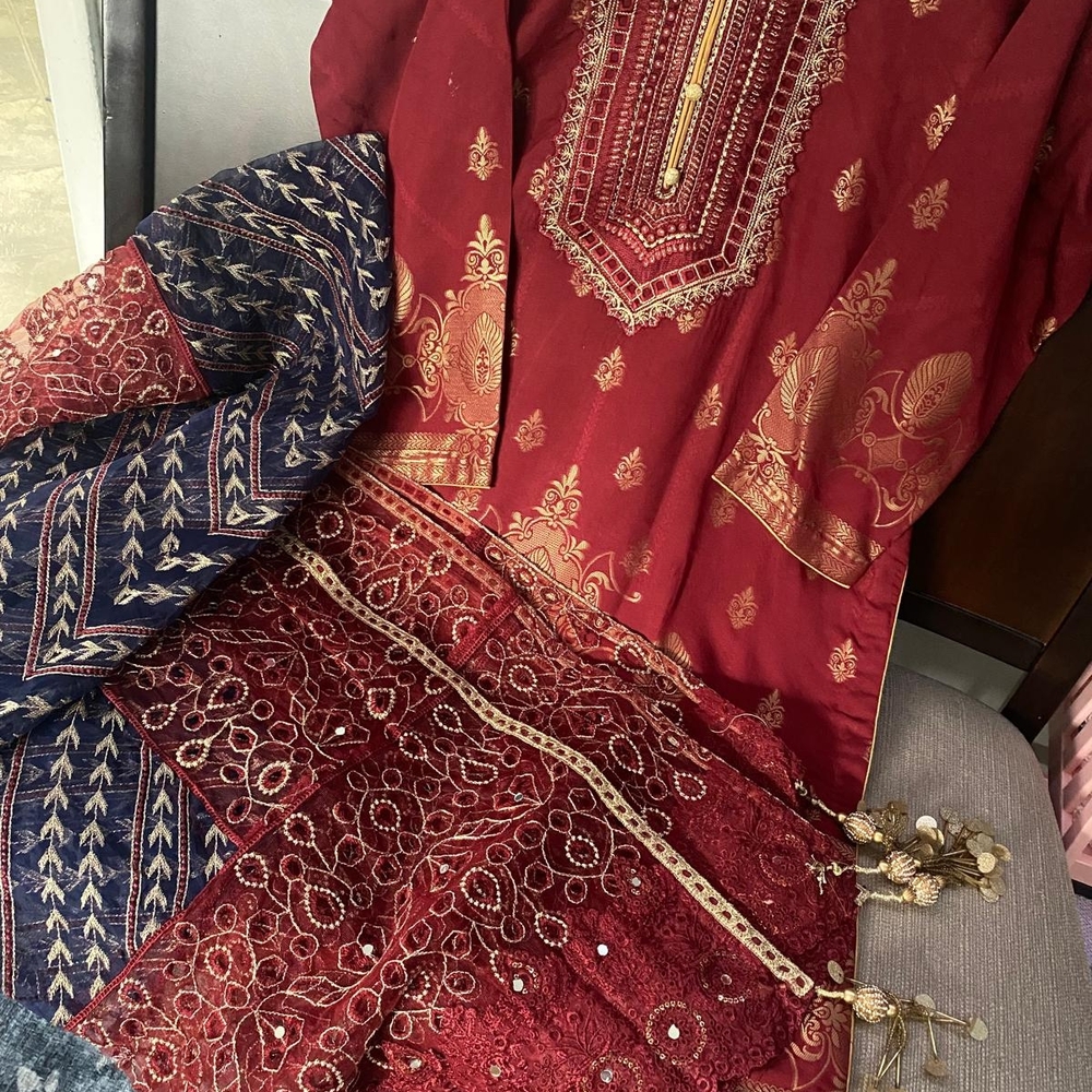 Elegant Red and Gold High Low Dress
